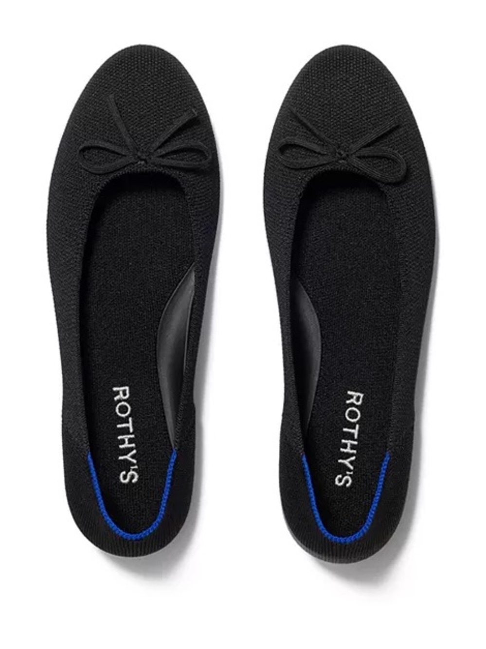 Rothy's Black Knit Ballet Flats with Bow Detail